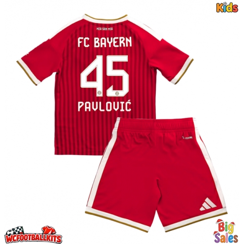 Bayern Munich Aleksandar Pavlovic #45 Replica Home Stadium Kit for Kids 2026-27 Short Sleeve (+ pants)